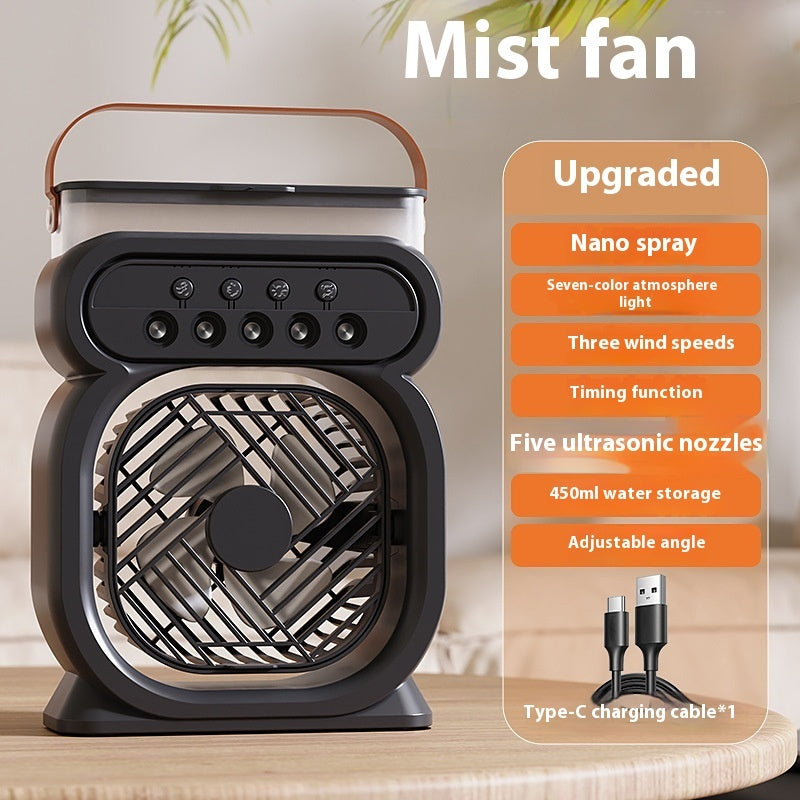 3 in 1 Portable Air Conditioner Evaporative Cooler with LED Night Light & Humidifier | USB Desk Fan 3 Speeds for Home & Office