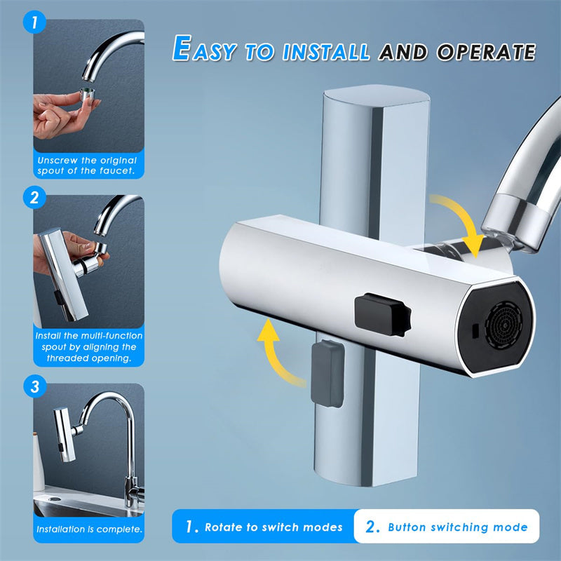 Multifunctional Kitchen Faucet Waterfall Outlet – Splash Proof Rotating Water Nozzle Extension