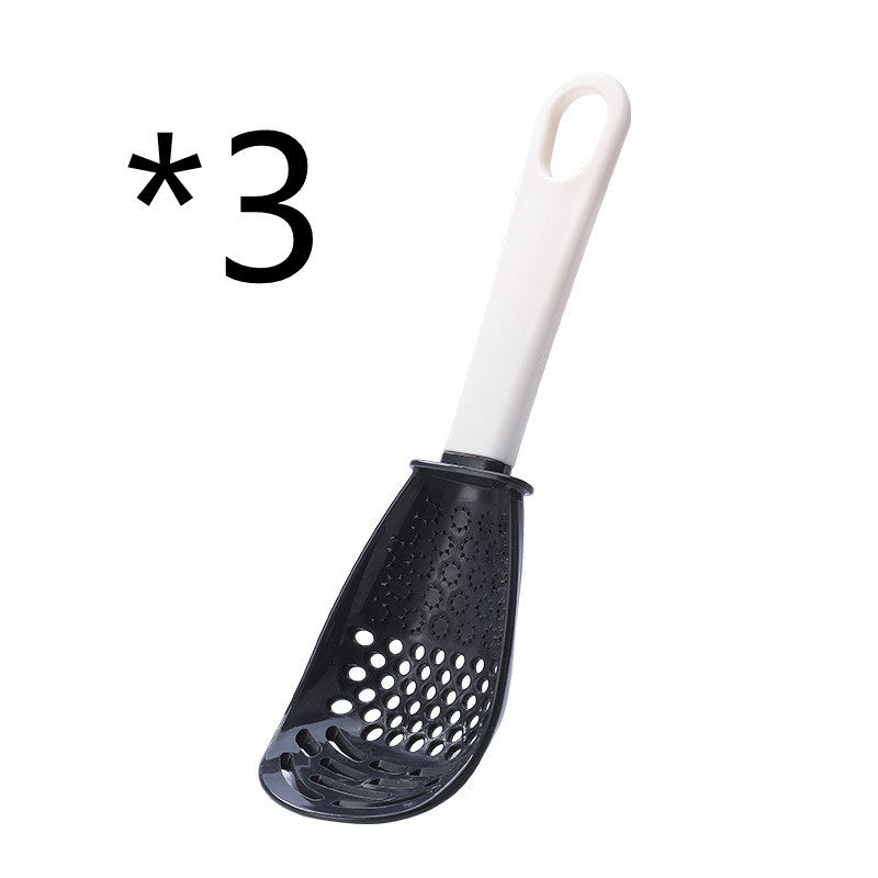 Multifunctional Slotted Cooking Spoon – Garlic Press, Masher & Stirring Spatula in One