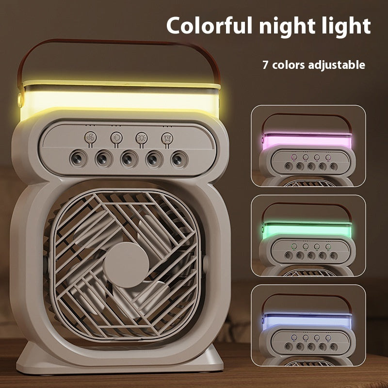 3 in 1 Portable Air Conditioner Evaporative Cooler with LED Night Light & Humidifier | USB Desk Fan 3 Speeds for Home & Office