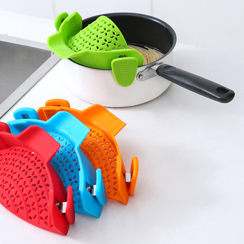 Silicone Pot Side Drain Stopper – Leak-Proof Kitchen Gadget with Stainless Steel Edge