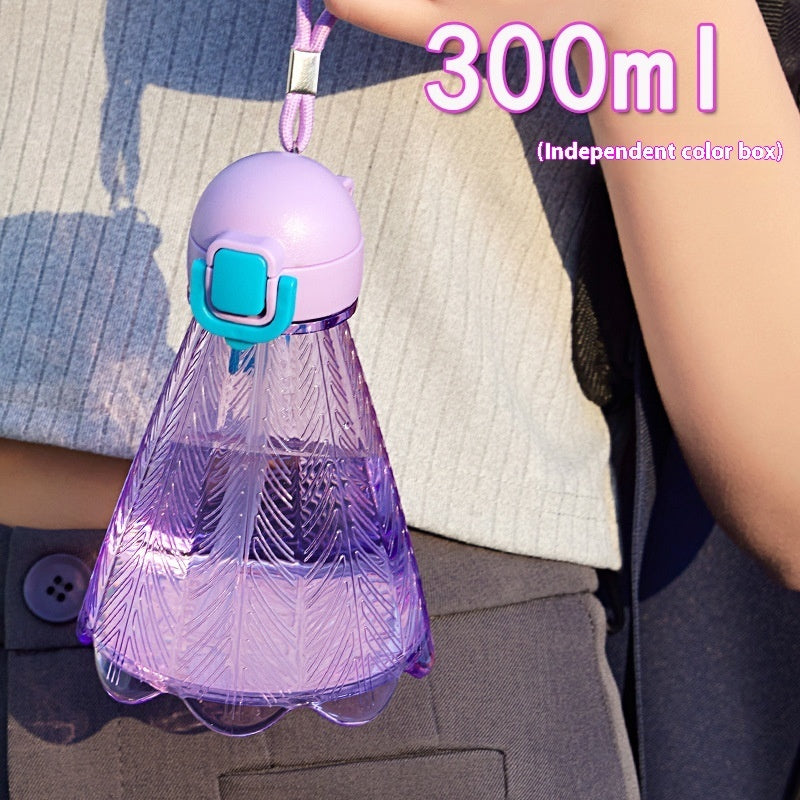 Badminton Rope Straw Plastic Sports Cup – 300ml Fitness Drinking Cup with Straw