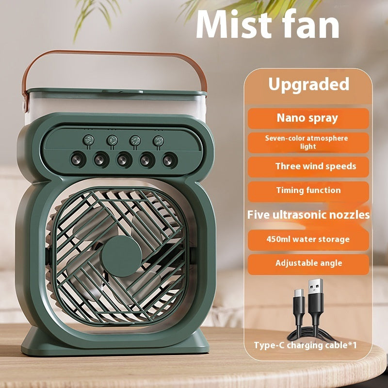 3 in 1 Portable Air Conditioner Evaporative Cooler with LED Night Light & Humidifier | USB Desk Fan 3 Speeds for Home & Office