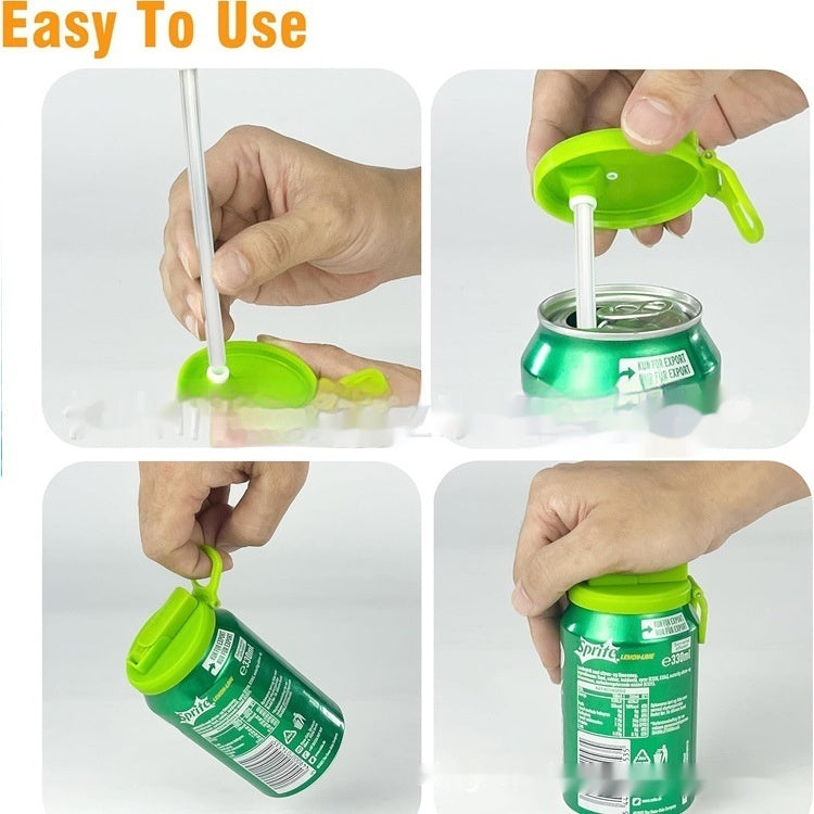 Reusable Soda Can Lid with Straw – Leakproof Beverage Cap for Cola, Beer, Juice & Soft Drinks