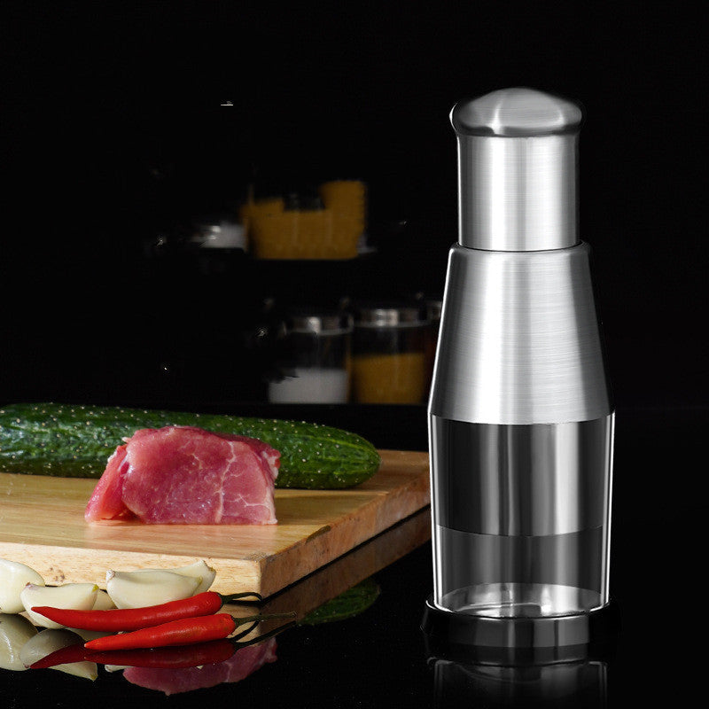 Manual Garlic Crusher & Onion Chopper – Stainless Steel Vegetable Press for Easy Food Prep
