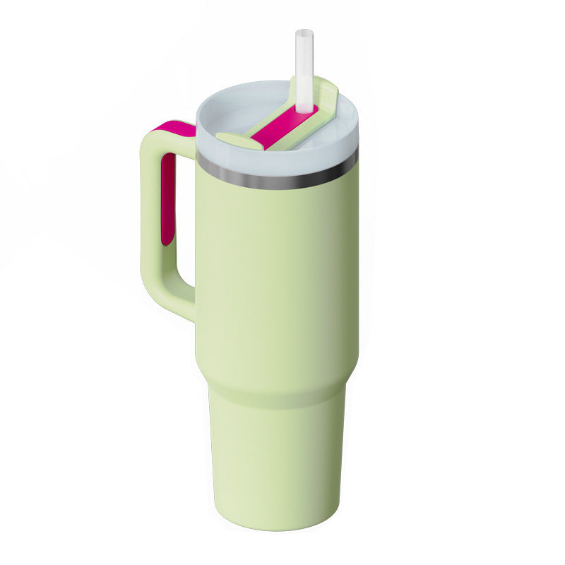 40oz Insulated Tumbler with Handle & Straw – Stainless Steel Vacuum Coffee Mug with Lid