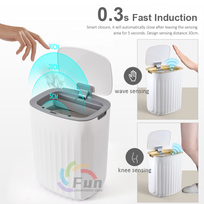 Smart Sensor Trash Bin with Lid – Automatic Motion Detection Dustbin for Kitchen, Bedroom, Bathroom – 13L/16L