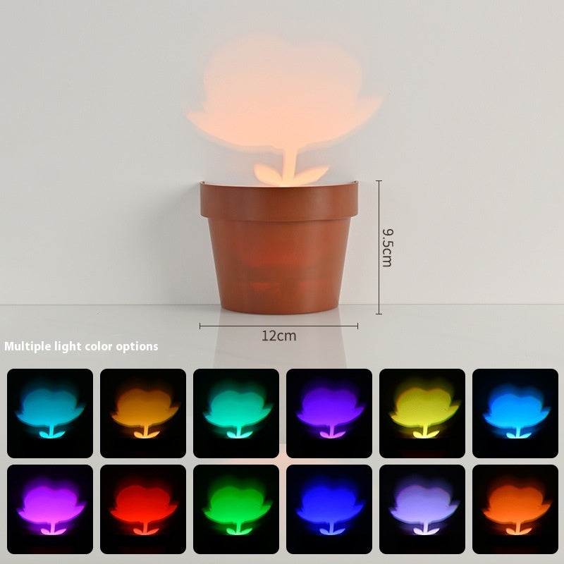 Colorful Flower Pot Night Light – Creative LED Potted Plant Lamp for Home Decoration