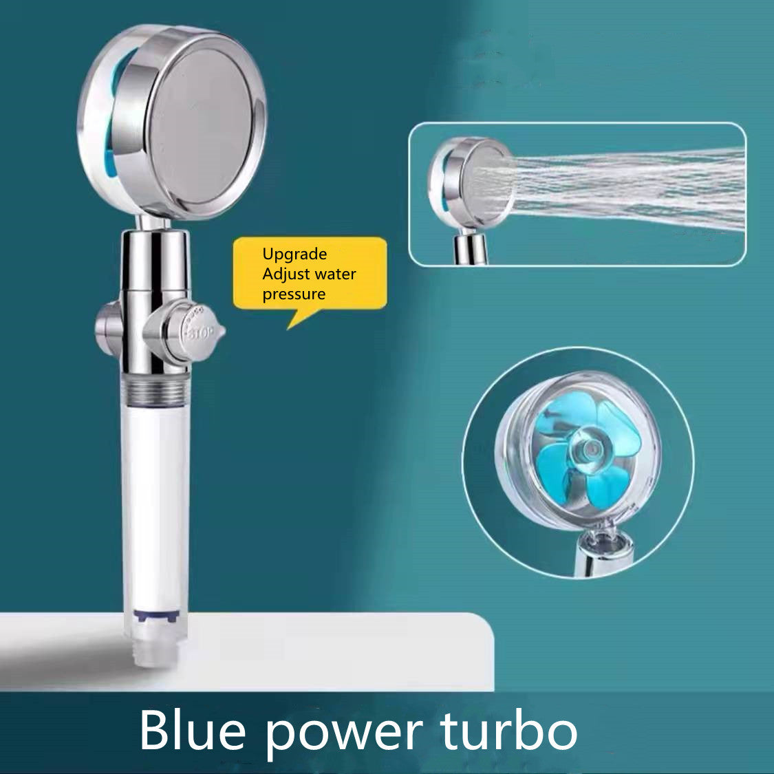 Water-Saving 360° Rotating Shower Head with High-Pressure Spray & Built-in Fan – ABS Chrome Bathroom Accessory