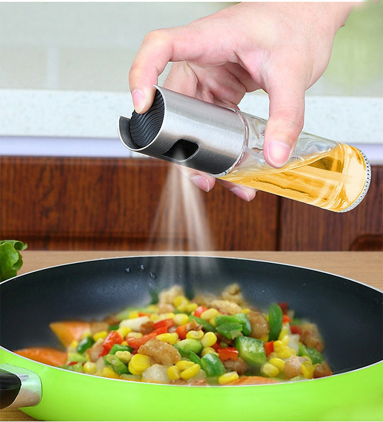 Oil & Vinegar Spray Bottle – Push Type Glass Oil Sprayer for BBQ, Cooking & Baking (100ml)