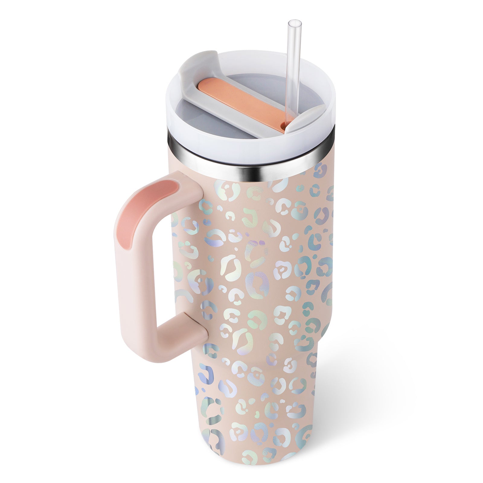 40oz Insulated Tumbler with Handle & Straw – Stainless Steel Vacuum Coffee Mug with Lid