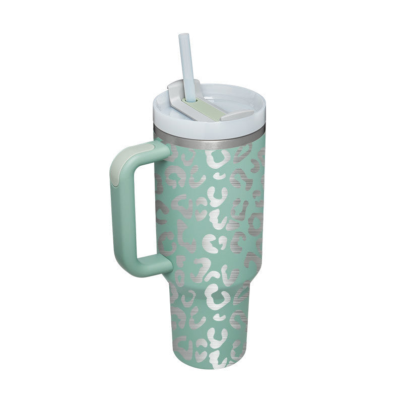 40oz Insulated Tumbler with Handle & Straw – Stainless Steel Vacuum Coffee Mug with Lid