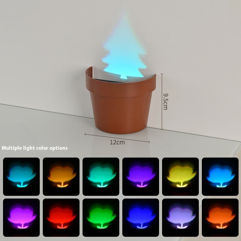 Colorful Flower Pot Night Light – Creative LED Potted Plant Lamp for Home Decoration