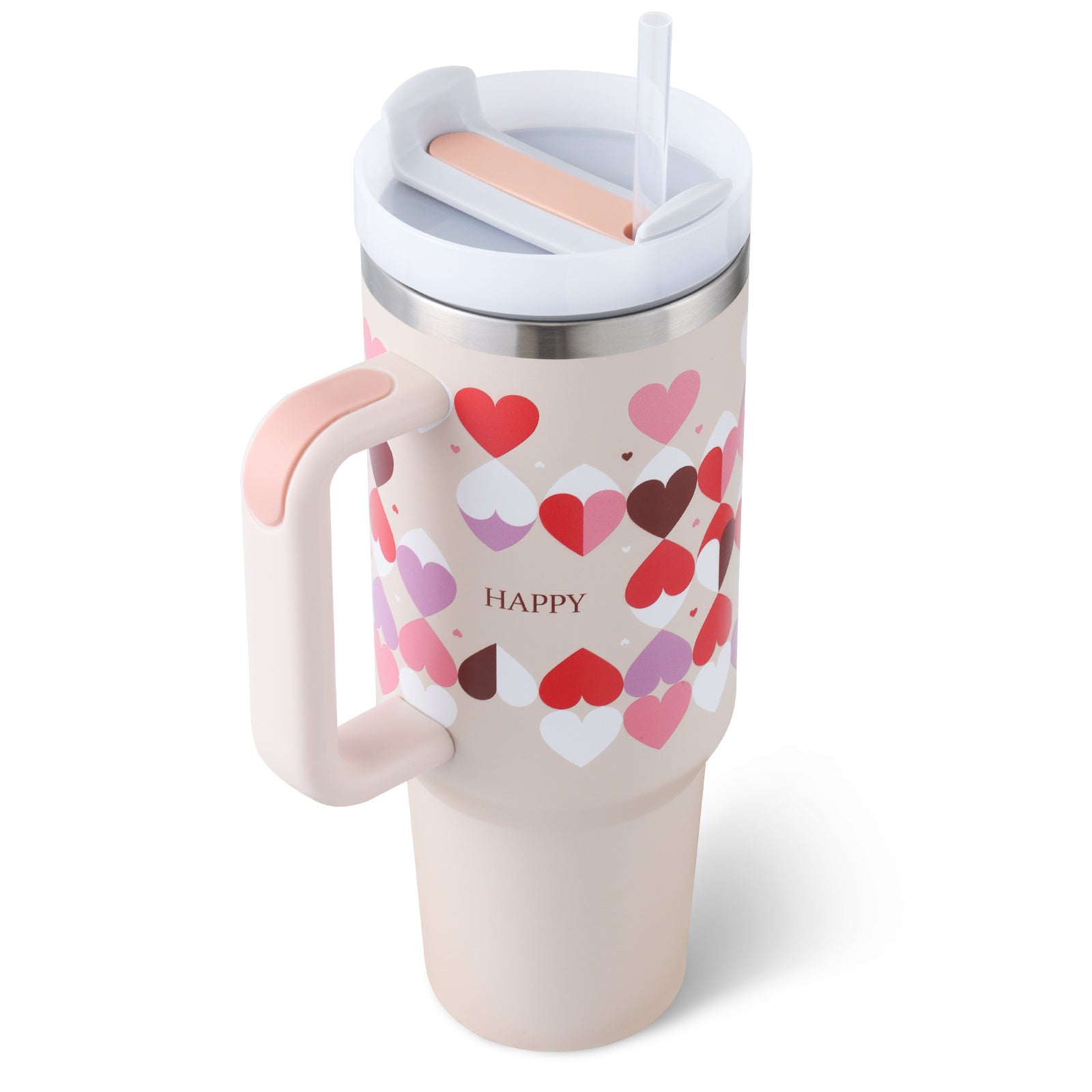 40oz Insulated Tumbler with Handle & Straw – Stainless Steel Vacuum Coffee Mug with Lid