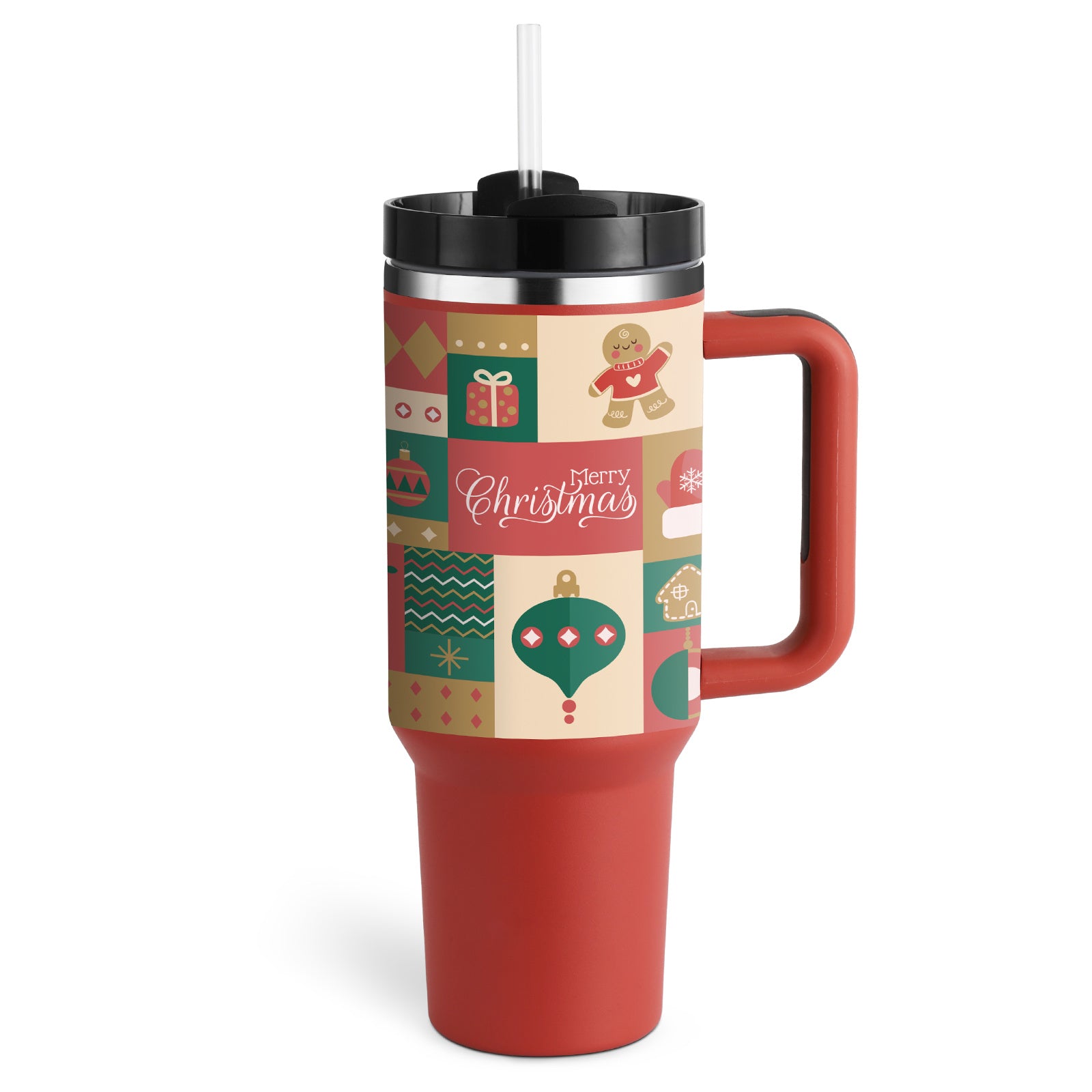 40oz Insulated Tumbler with Handle & Straw – Stainless Steel Vacuum Coffee Mug with Lid