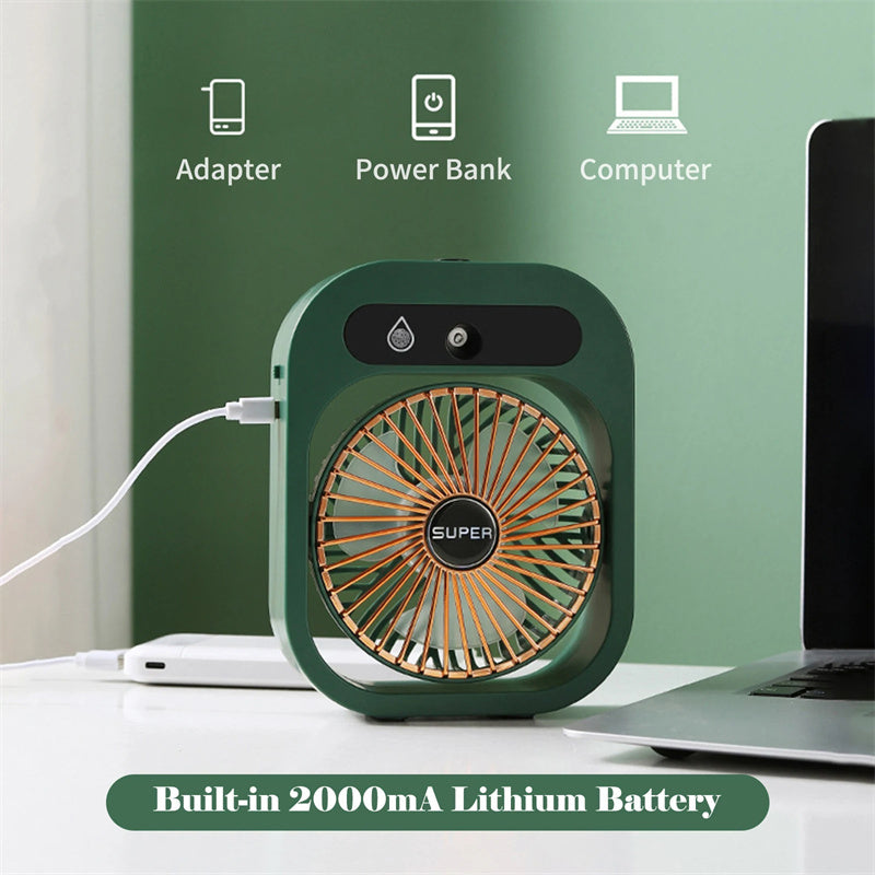 Mini Air Conditioning Desk Fan – USB Rechargeable Misting Fan & Air Cooler | 3-Speed Portable Humidifier for Home & Office (UK)