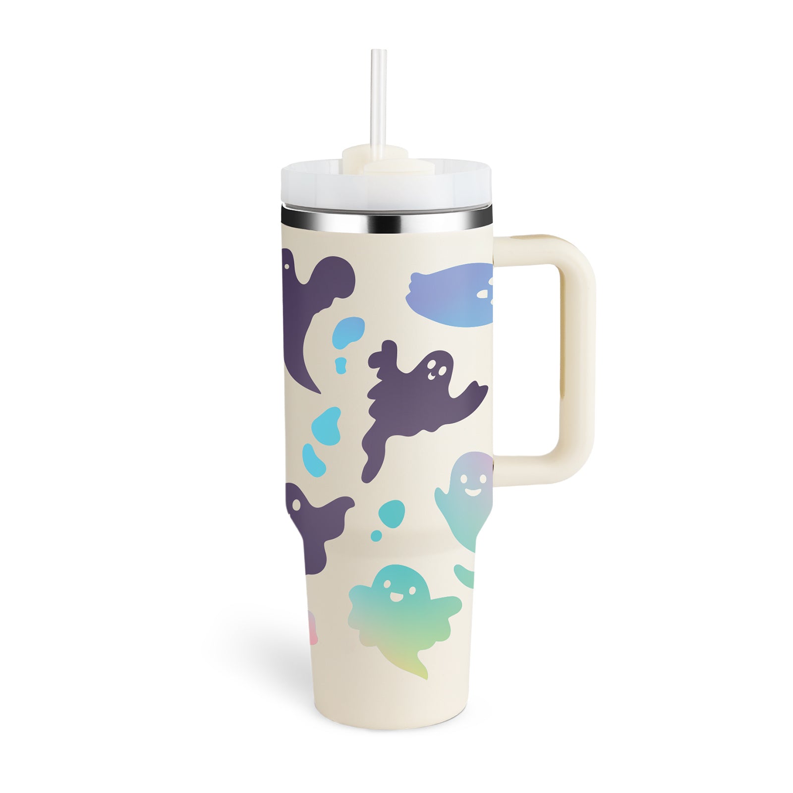40oz Insulated Tumbler with Handle & Straw – Stainless Steel Vacuum Coffee Mug with Lid