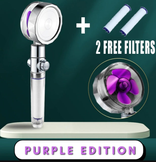 Water-Saving 360° Rotating Shower Head with High-Pressure Spray & Built-in Fan – ABS Chrome Bathroom Accessory