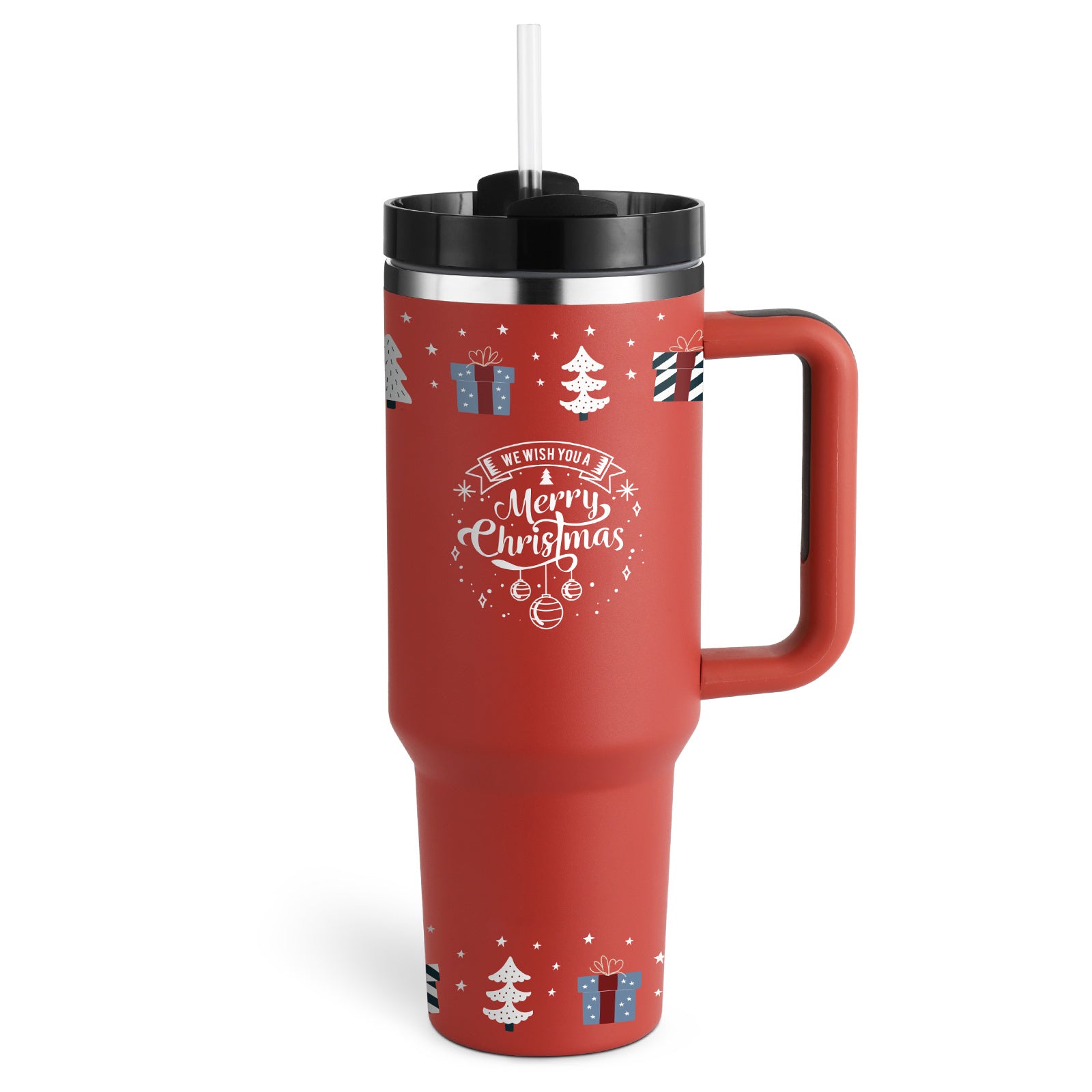 40oz Insulated Tumbler with Handle & Straw – Stainless Steel Vacuum Coffee Mug with Lid
