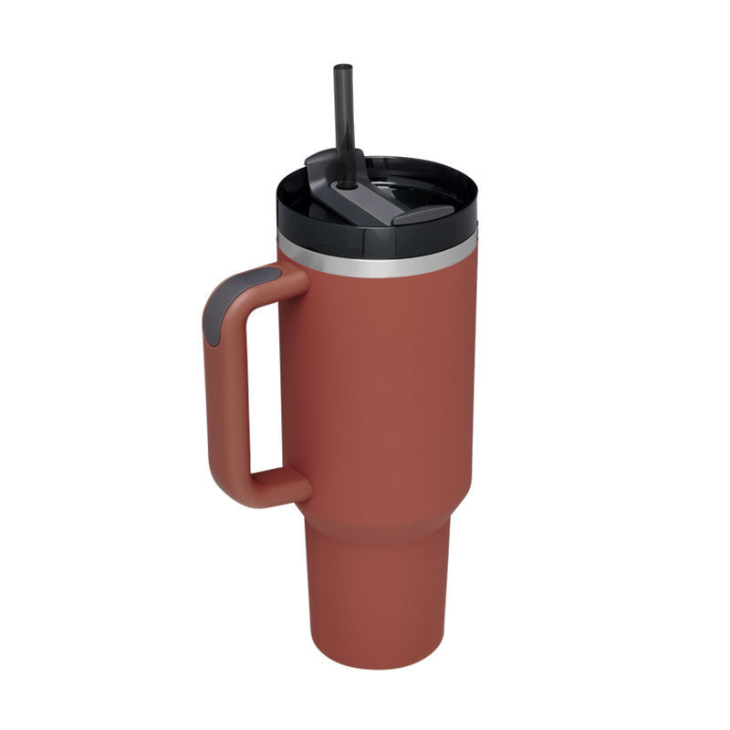 40oz Insulated Tumbler with Handle & Straw – Stainless Steel Vacuum Coffee Mug with Lid