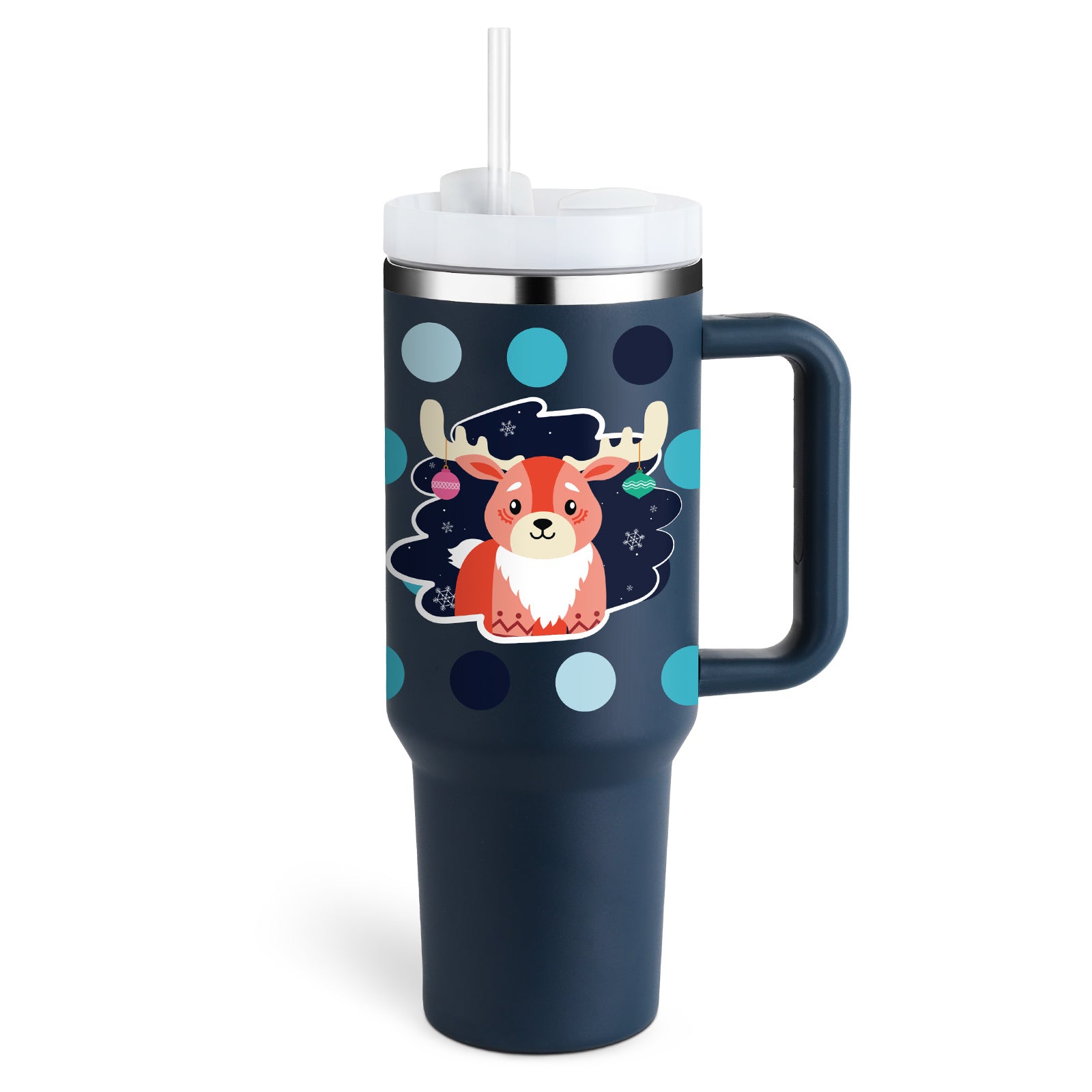 40oz Insulated Tumbler with Handle & Straw – Stainless Steel Vacuum Coffee Mug with Lid