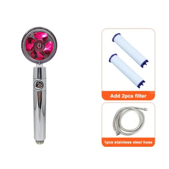Water-Saving 360° Rotating Shower Head with High-Pressure Spray & Built-in Fan – ABS Chrome Bathroom Accessory