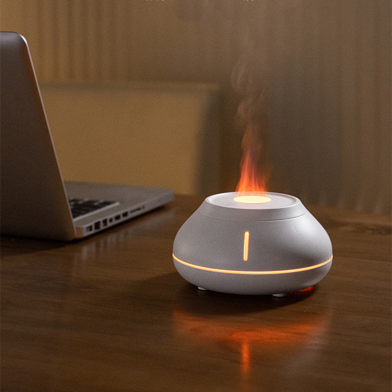 Flame Aroma Diffuser & Humidifier with Colourful LED Light – 130ml Ultrasonic Quiet Mist for Home & Office