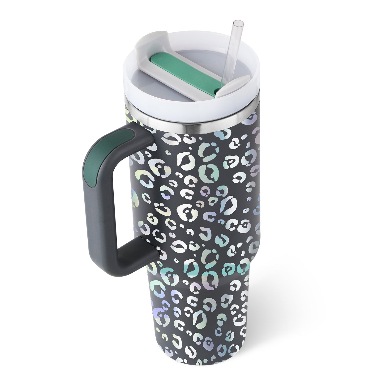 40oz Insulated Tumbler with Handle & Straw – Stainless Steel Vacuum Coffee Mug with Lid