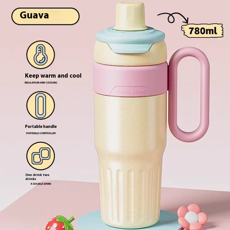 780ml Gradient Double Drink Thermal Cup – Stainless Steel Insulated Coffee & Straw Cup with Lid