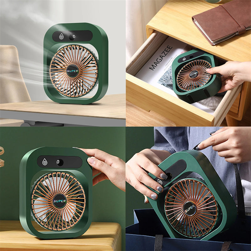 Mini Air Conditioning Desk Fan – USB Rechargeable Misting Fan & Air Cooler | 3-Speed Portable Humidifier for Home & Office (UK)