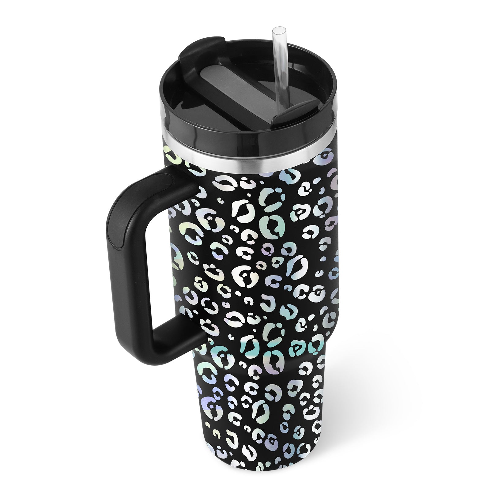 40oz Insulated Tumbler with Handle & Straw – Stainless Steel Vacuum Coffee Mug with Lid