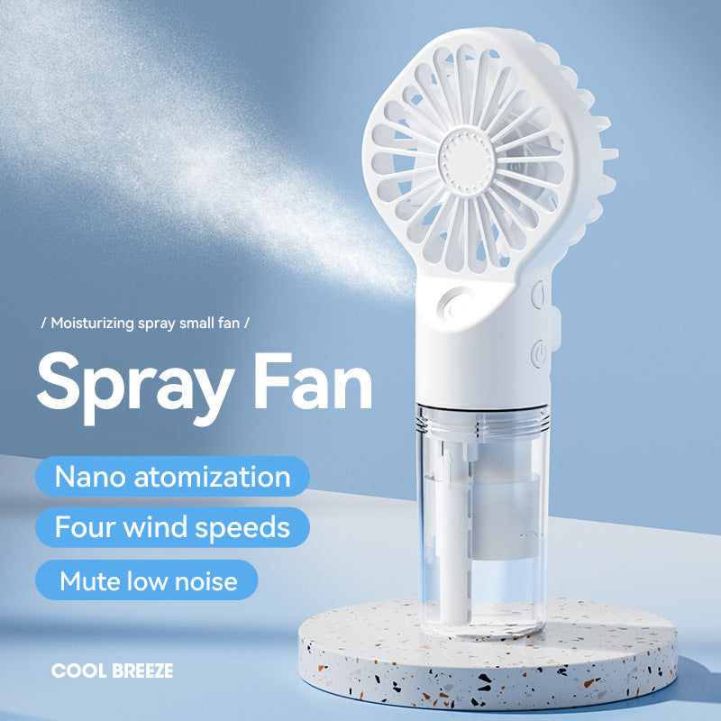 Portable Handheld Mist Fan with 4-Speed Spray – USB Rechargeable Mini Cooling Fan for Summer Outdoors