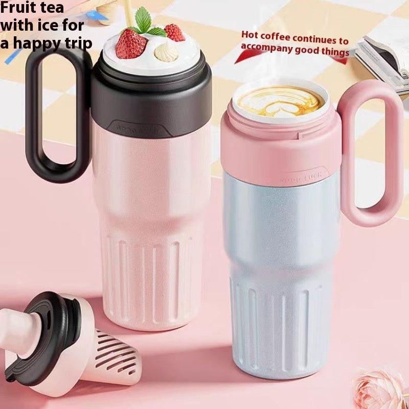 780ml Gradient Double Drink Thermal Cup – Stainless Steel Insulated Coffee & Straw Cup with Lid