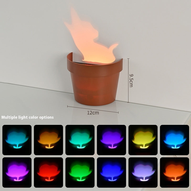 Colorful Flower Pot Night Light – Creative LED Potted Plant Lamp for Home Decoration