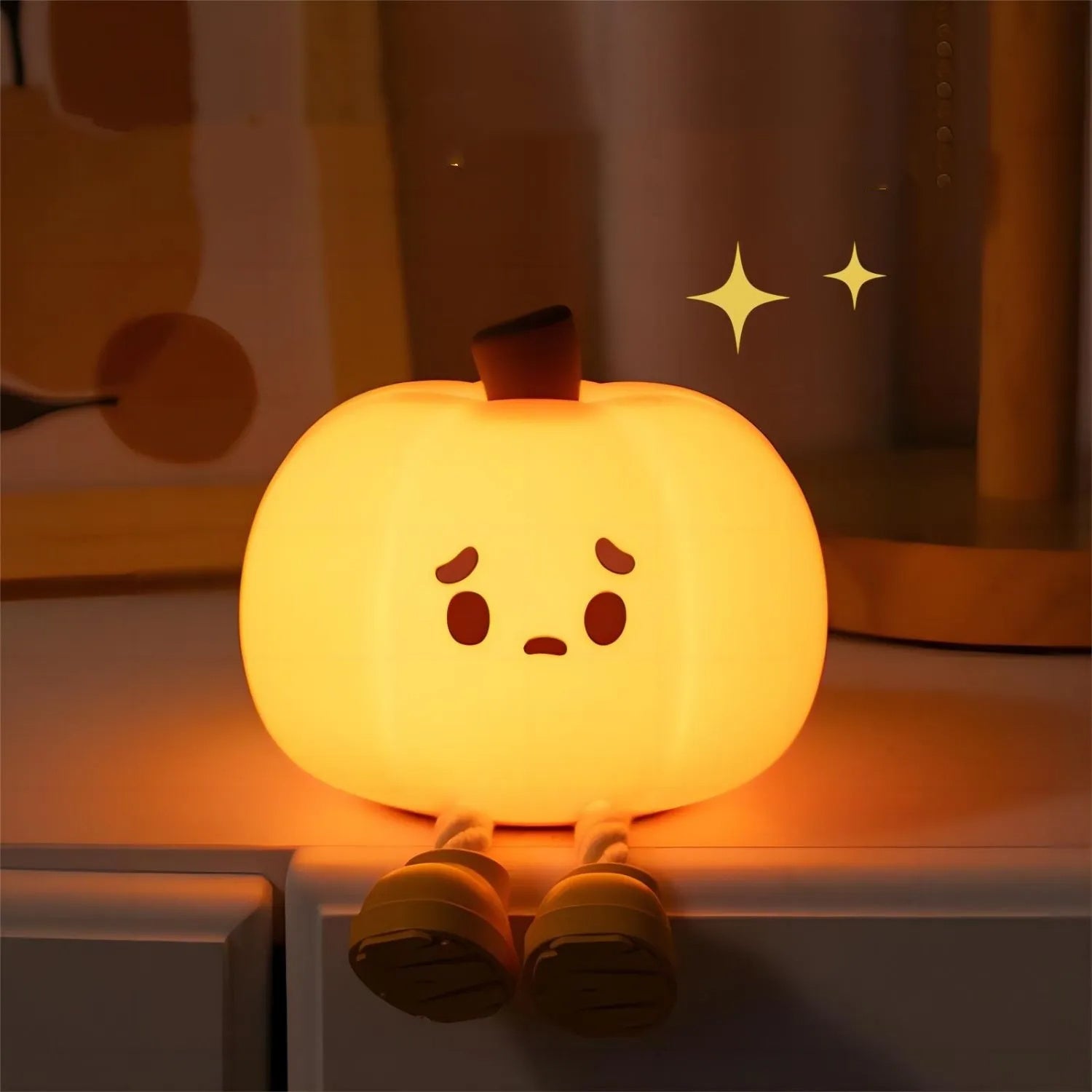 Halloween Pumpkin Night Light – Soft Silicone Touch Lamp, Rechargeable & Dimmable Bedside Decor