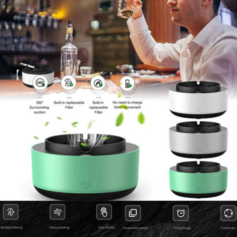 Automatic Smoke Removal Air Purifier Ashtray – Portable Anion Ashtray for Home, Office & Car