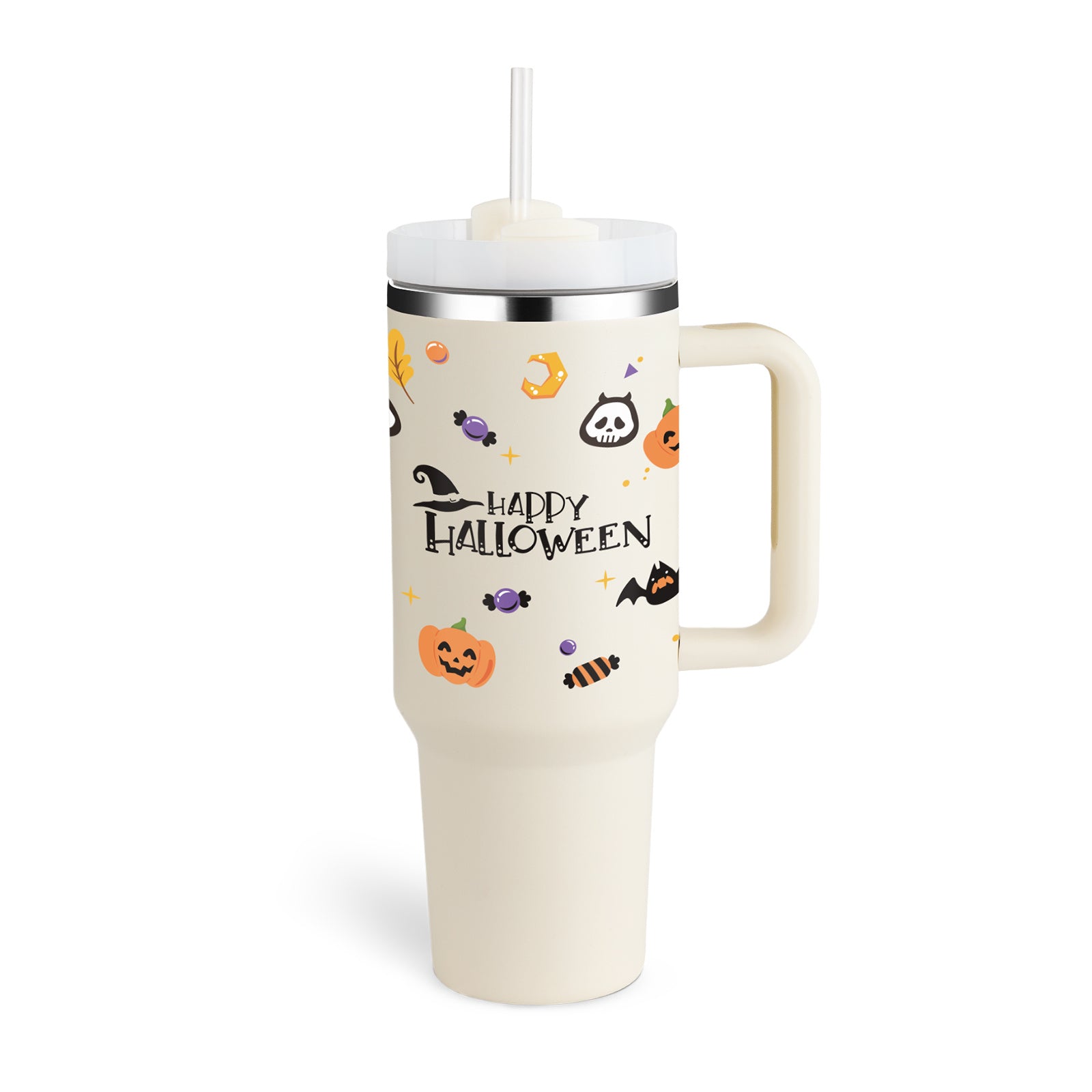 40oz Insulated Tumbler with Handle & Straw – Stainless Steel Vacuum Coffee Mug with Lid