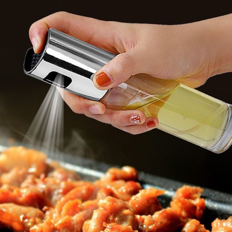 Oil & Vinegar Spray Bottle – Push Type Glass Oil Sprayer for BBQ, Cooking & Baking (100ml)