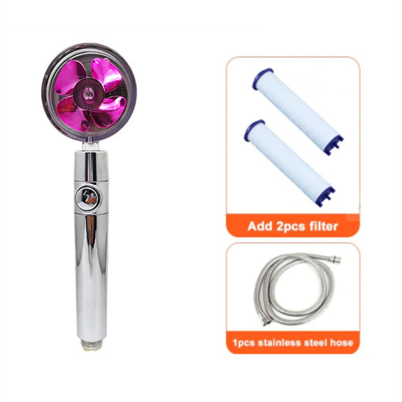 Water-Saving 360° Rotating Shower Head with High-Pressure Spray & Built-in Fan – ABS Chrome Bathroom Accessory