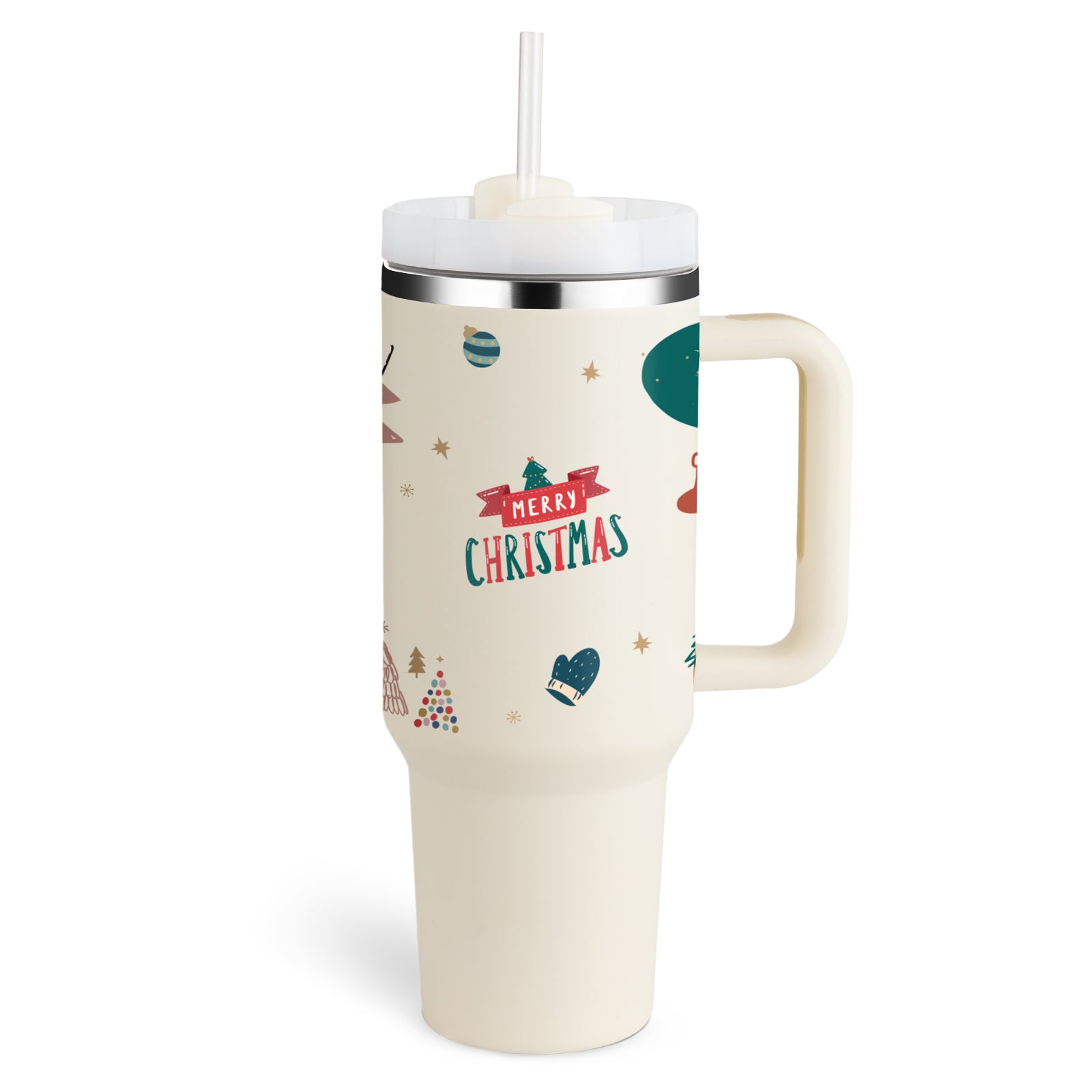 40oz Insulated Tumbler with Handle & Straw – Stainless Steel Vacuum Coffee Mug with Lid