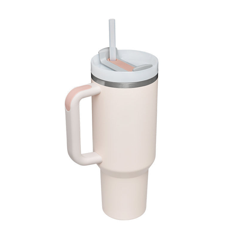 40oz Insulated Tumbler with Handle & Straw – Stainless Steel Vacuum Coffee Mug with Lid