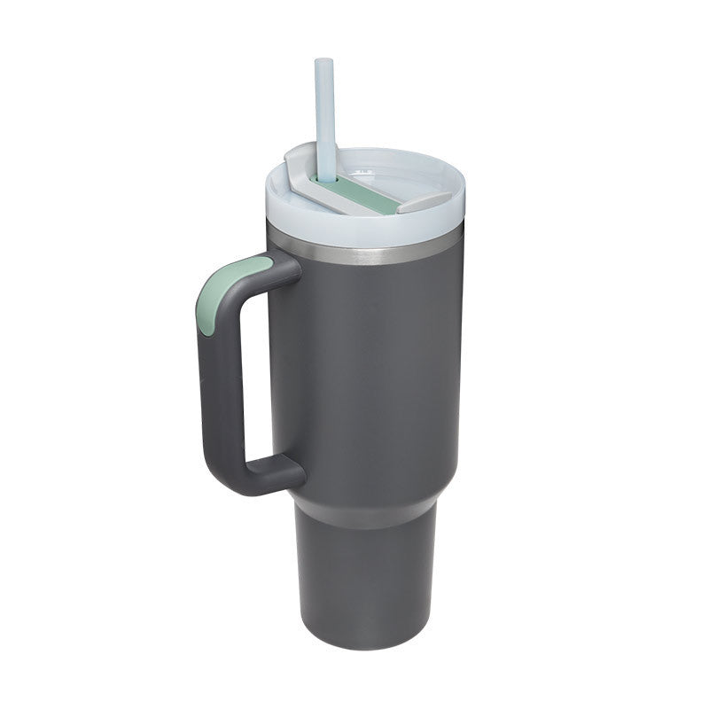 40oz Insulated Tumbler with Handle & Straw – Stainless Steel Vacuum Coffee Mug with Lid