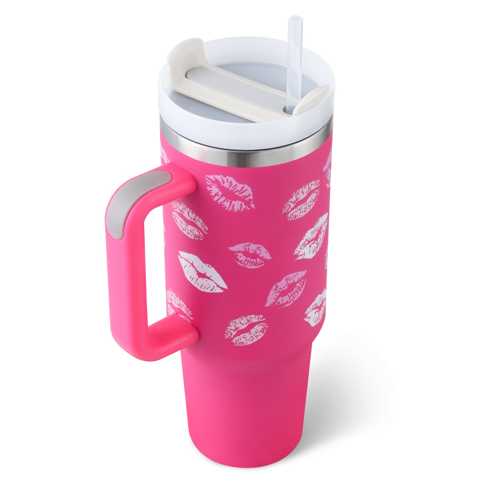 40oz Insulated Tumbler with Handle & Straw – Stainless Steel Vacuum Coffee Mug with Lid