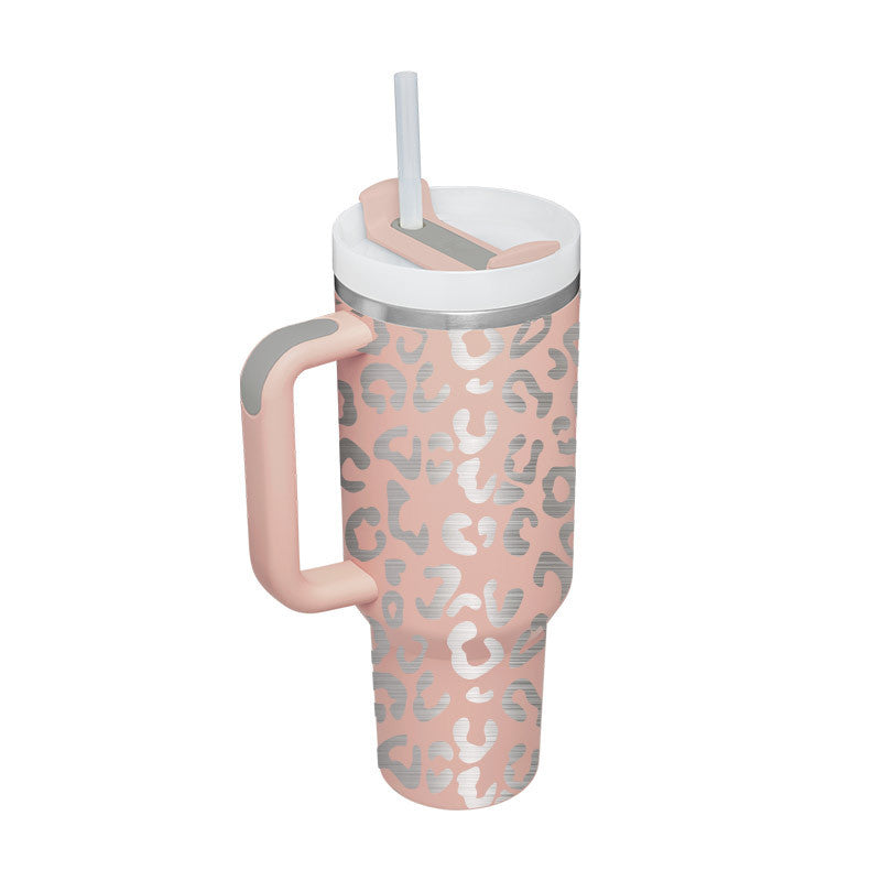 40oz Insulated Tumbler with Handle & Straw – Stainless Steel Vacuum Coffee Mug with Lid