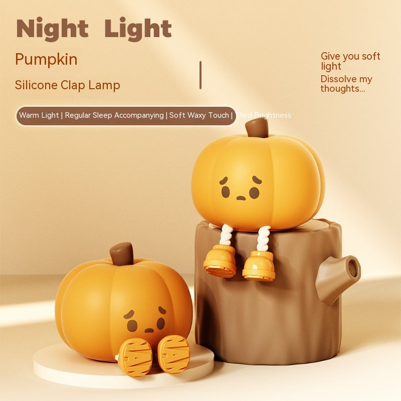 Halloween Pumpkin Night Light – Soft Silicone Touch Lamp, Rechargeable & Dimmable Bedside Decor