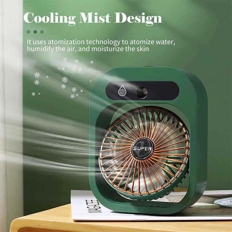 Mini Air Conditioning Desk Fan – USB Rechargeable Misting Fan & Air Cooler | 3-Speed Portable Humidifier for Home & Office (UK)