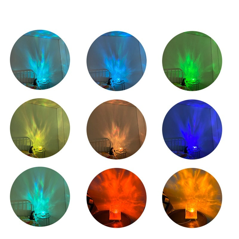 LED Water Ripple Ambient Night Light – 16 Colour Crystal Lamp with Remote Control & USB Charging