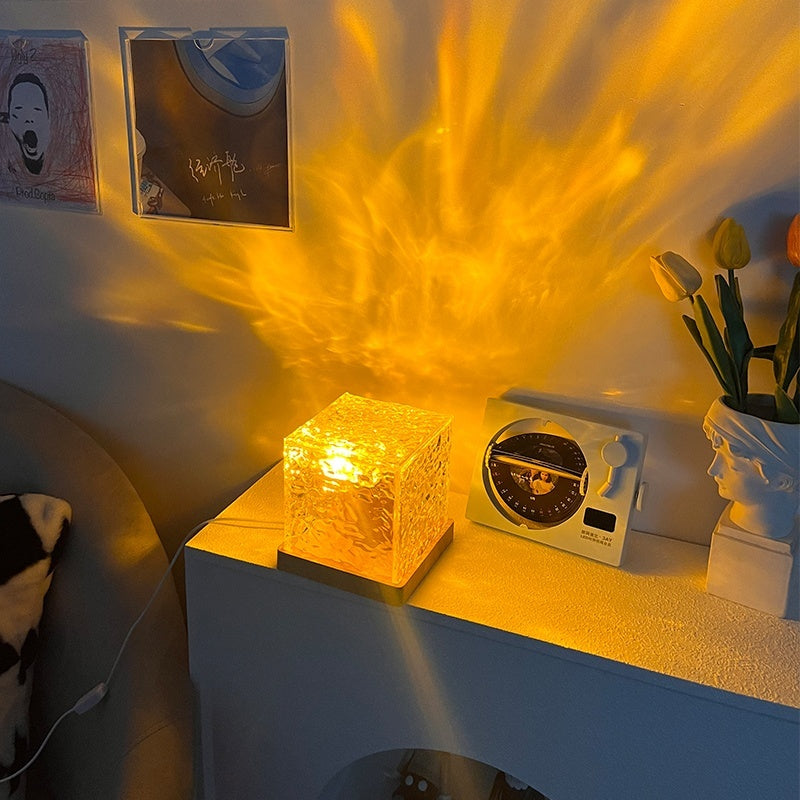 LED Water Ripple Ambient Night Light – 16 Colour Crystal Lamp with Remote Control & USB Charging