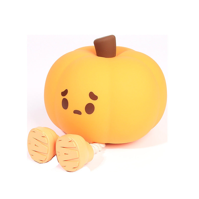 Halloween Pumpkin Night Light – Soft Silicone Touch Lamp, Rechargeable & Dimmable Bedside Decor