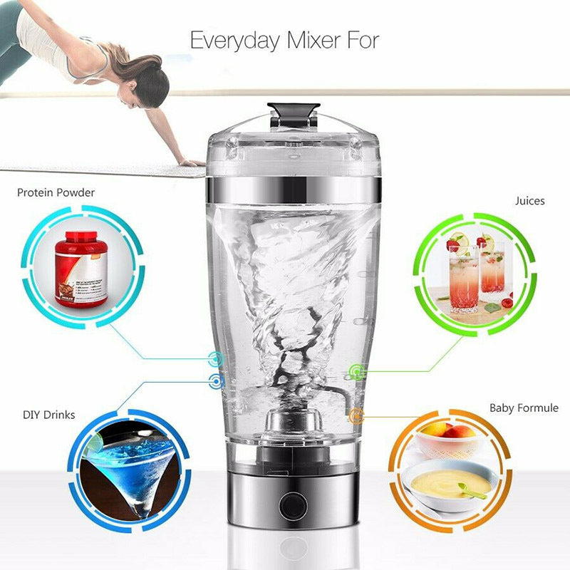 Electric Protein Shaker Bottle – USB Rechargeable Vortex Mixer Cup for Gym, Sports, Coffee, and Shakes (600ml)